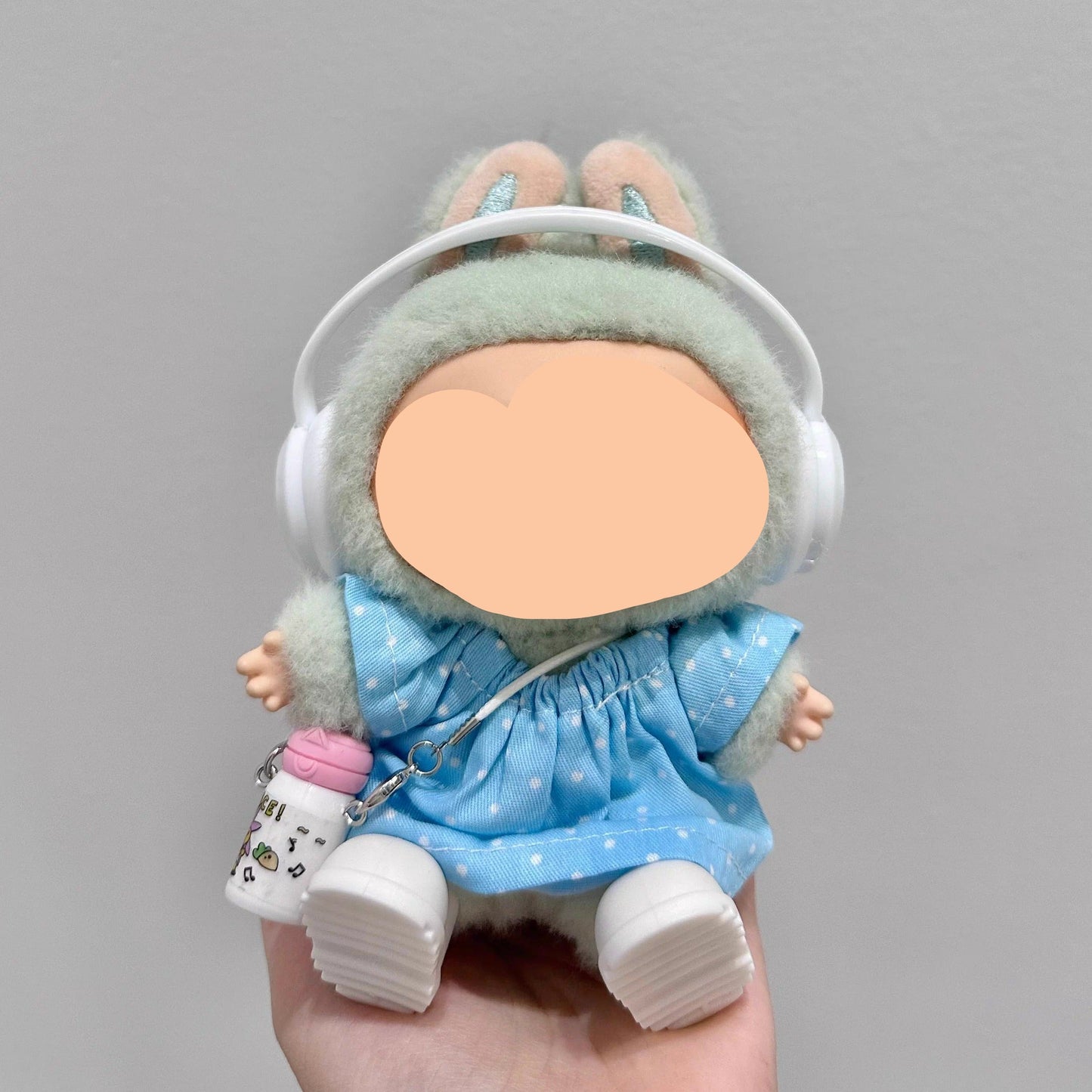 Labubo Clothes Blue Spotted Shirt + Headphone Keychain Labubo Clothing Labubo Labubo Doll Clothes
