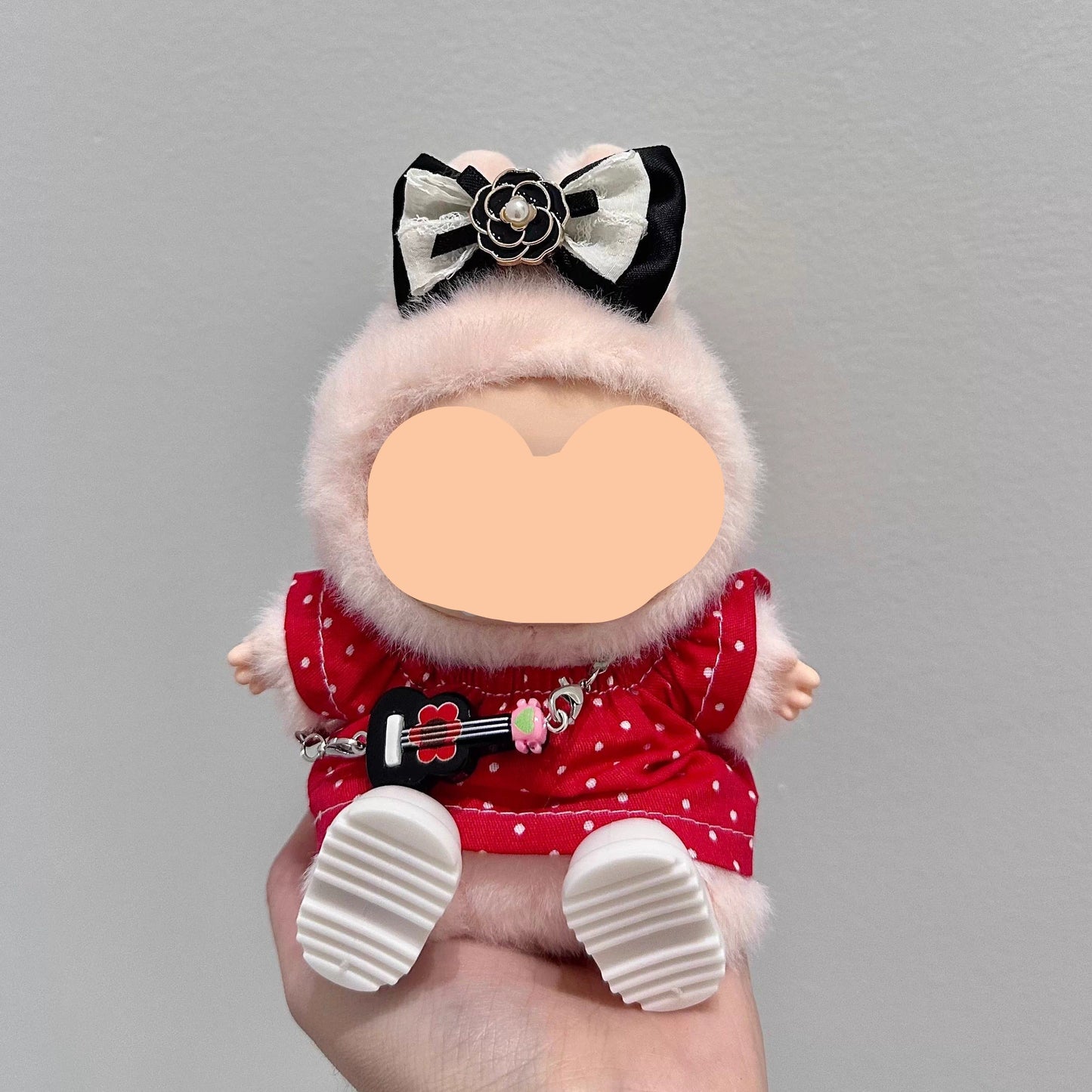 Labubo Clothes Red Spotted Shirt + Hairbow Keychain Labubo Clothing Labubo Labubo Doll Clothes