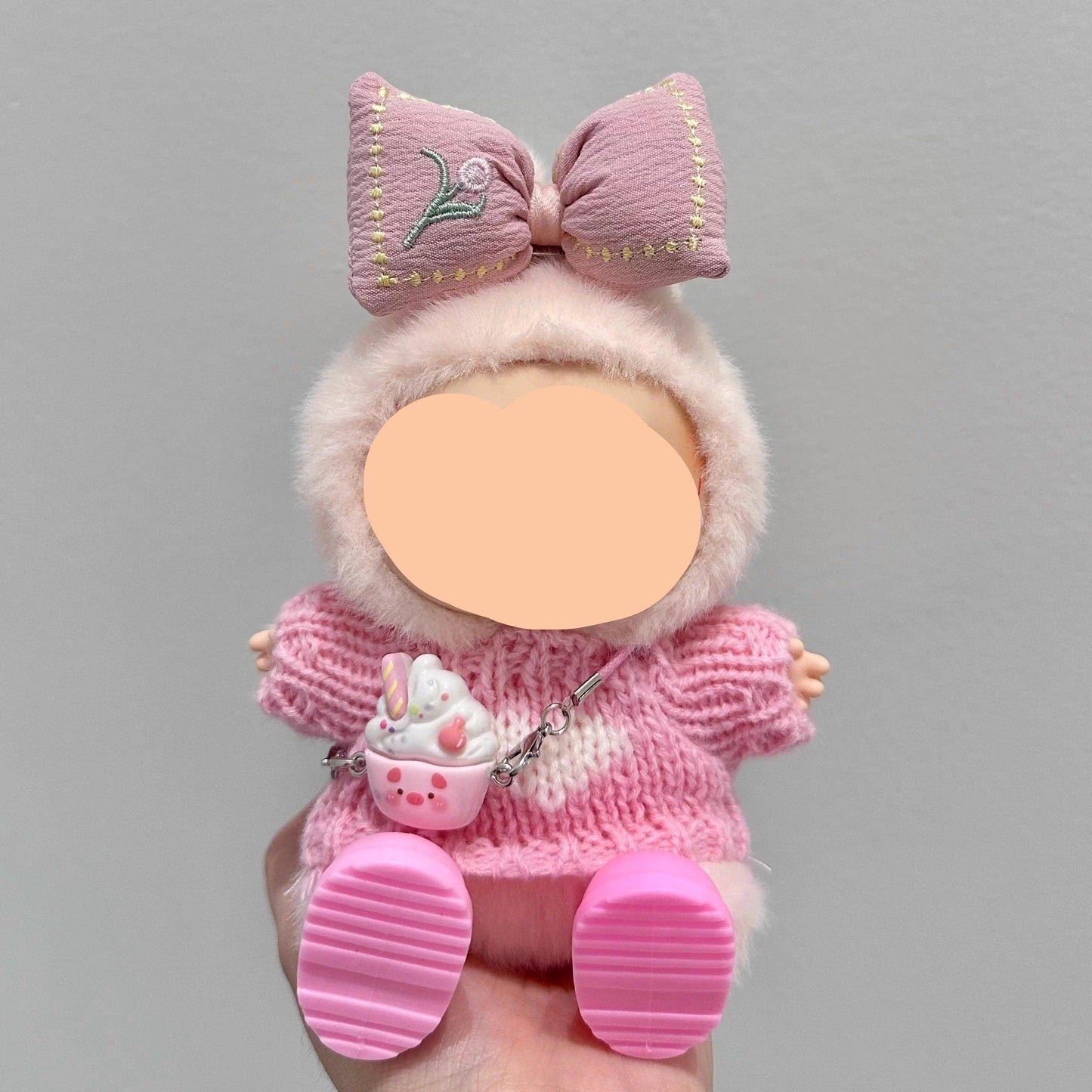 Labubo Clothes Pink Sweater + Headphone Keychain Labubo Clothing Labubo Labubo Doll Clothes