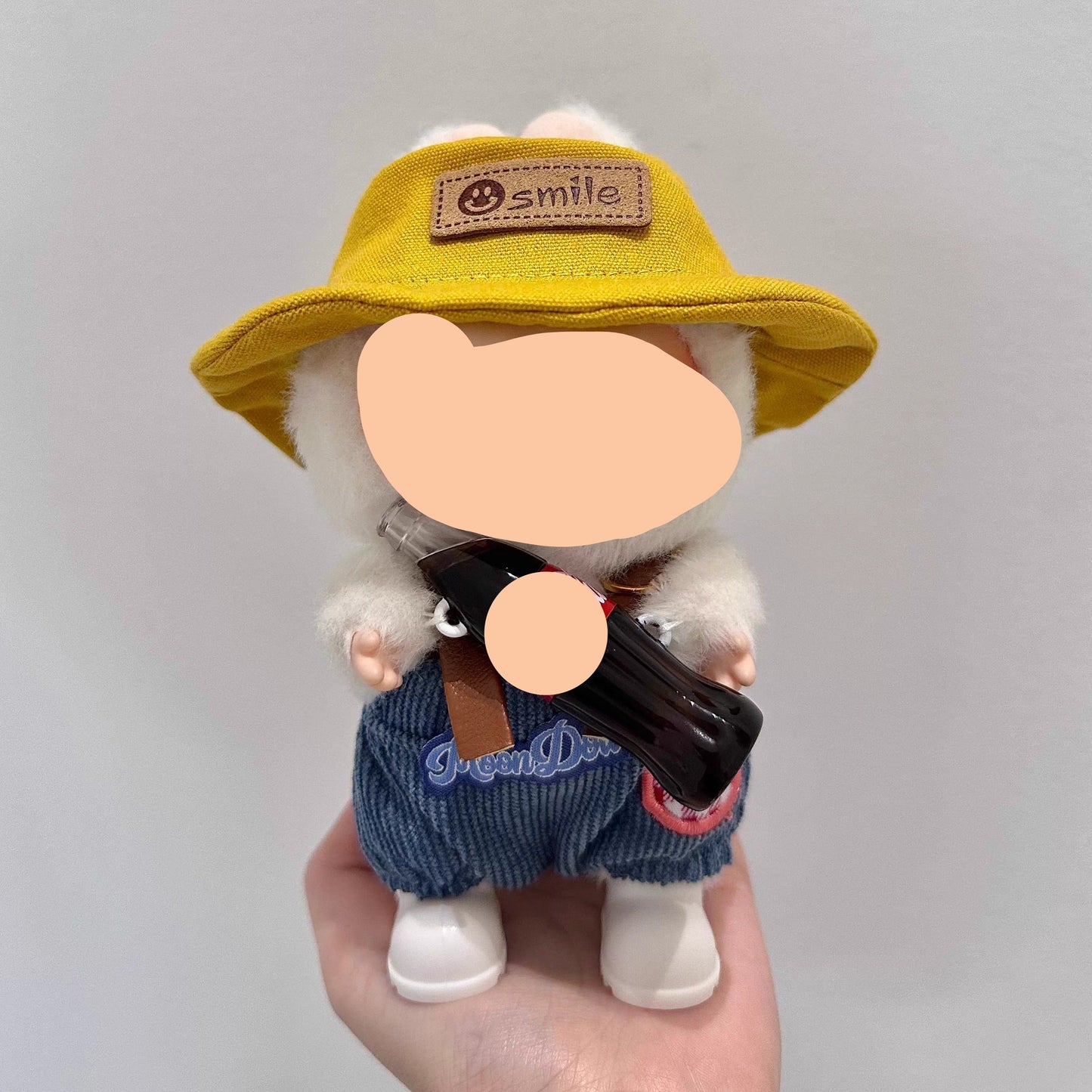 Have a Seat Labubo Doll Clothes Blue Corduroy Overalls + Hat 17cm Labubo Clothing Keychain Labubo Clothes Overalls