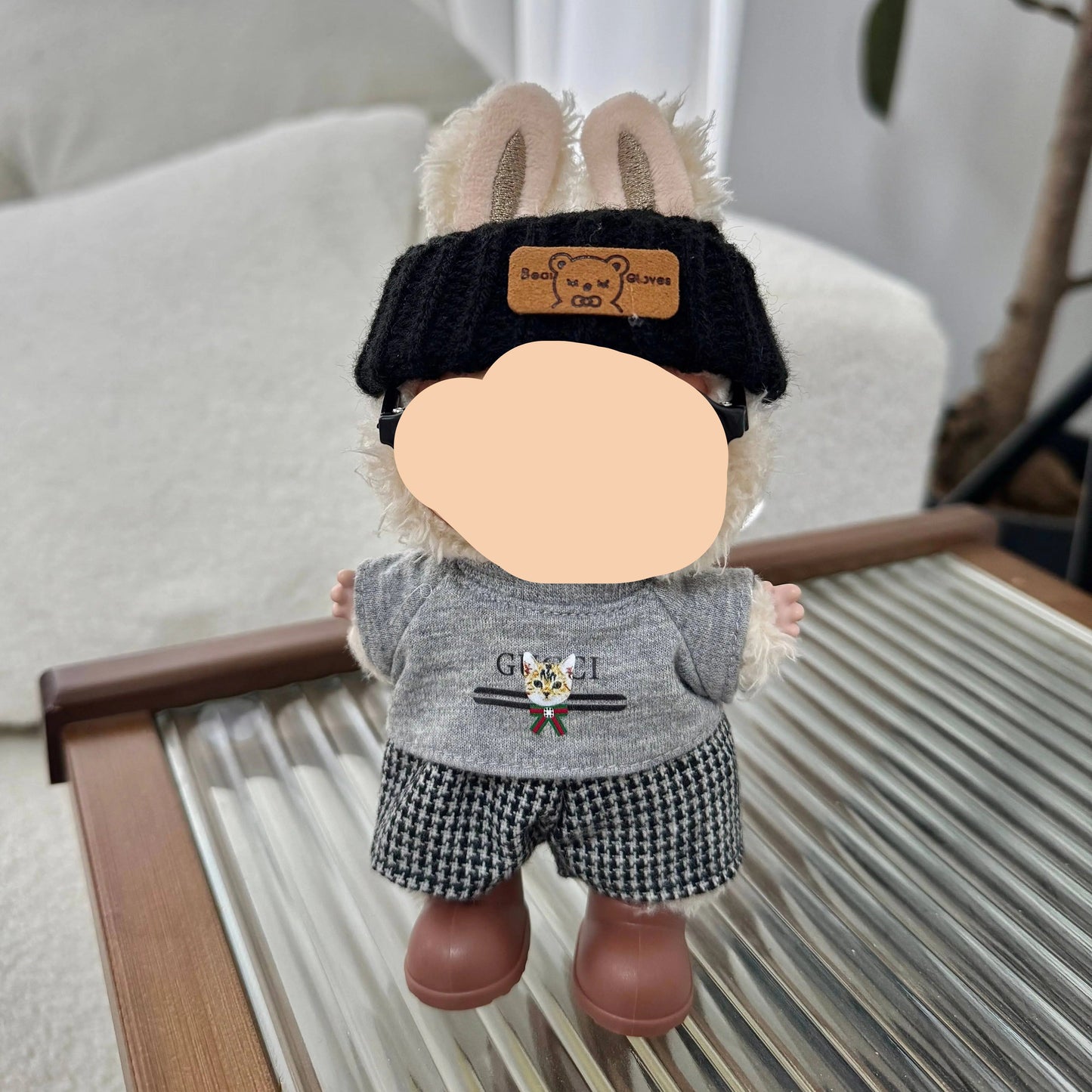 17cm Labubo Clothing Star Cowboy Keychain Labubo Clothes Have a Seat Labubo Doll Clothes
