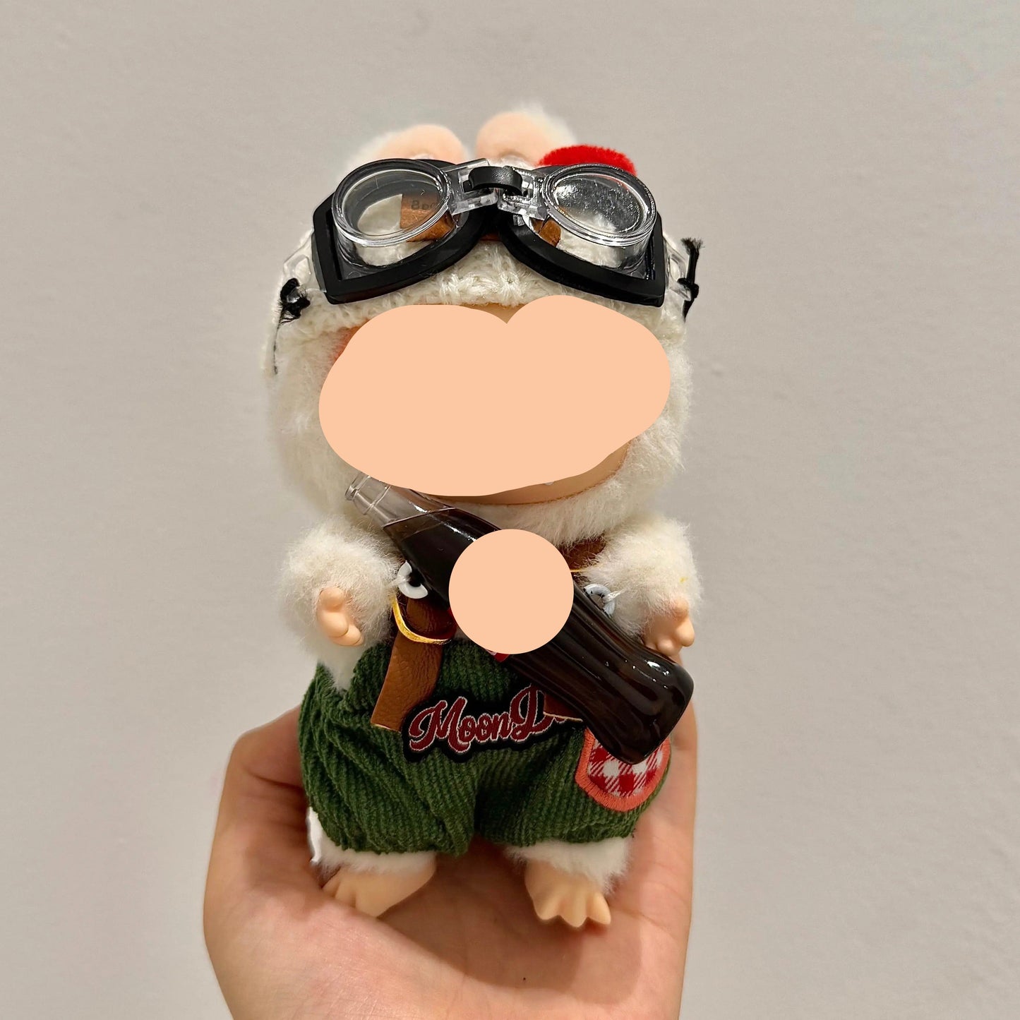 Have a Seat Labubo Doll Clothes Green Corduroy Overalls + Hat + Goggles 17cm Labubo Clothing