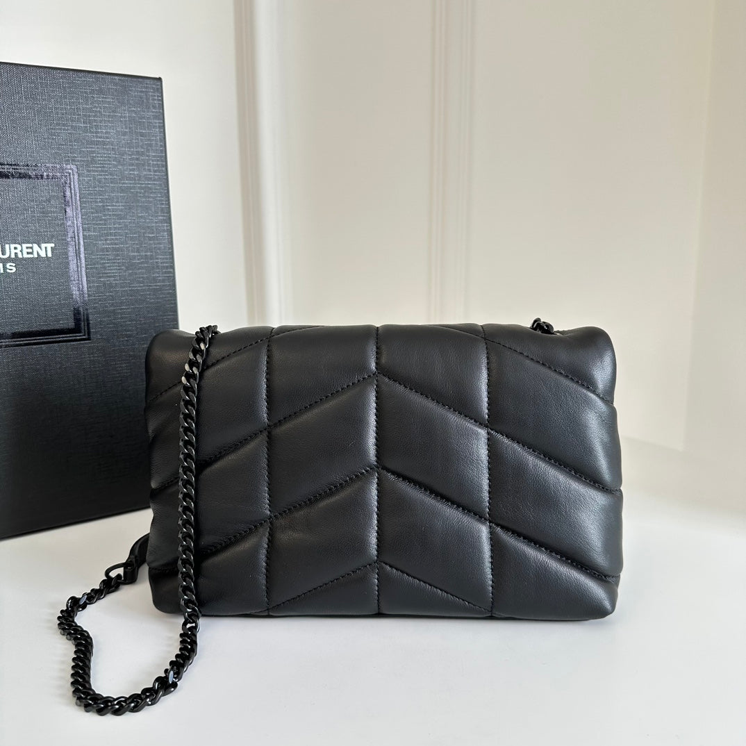 luxury Loulou Puffer Toy Bag In Quilted Lambskin Black Size 23x15.5x8.5