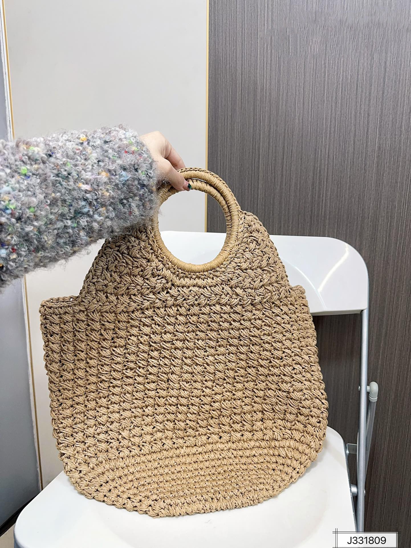 luxury SAINT LAURENT Summer Raffia Tote Bag 41x37cm