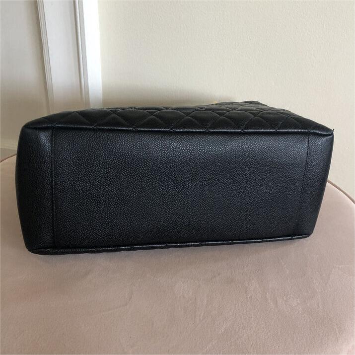 Authentic luxury CC BlackGold Caviar Quilted Grand Shopping Tote