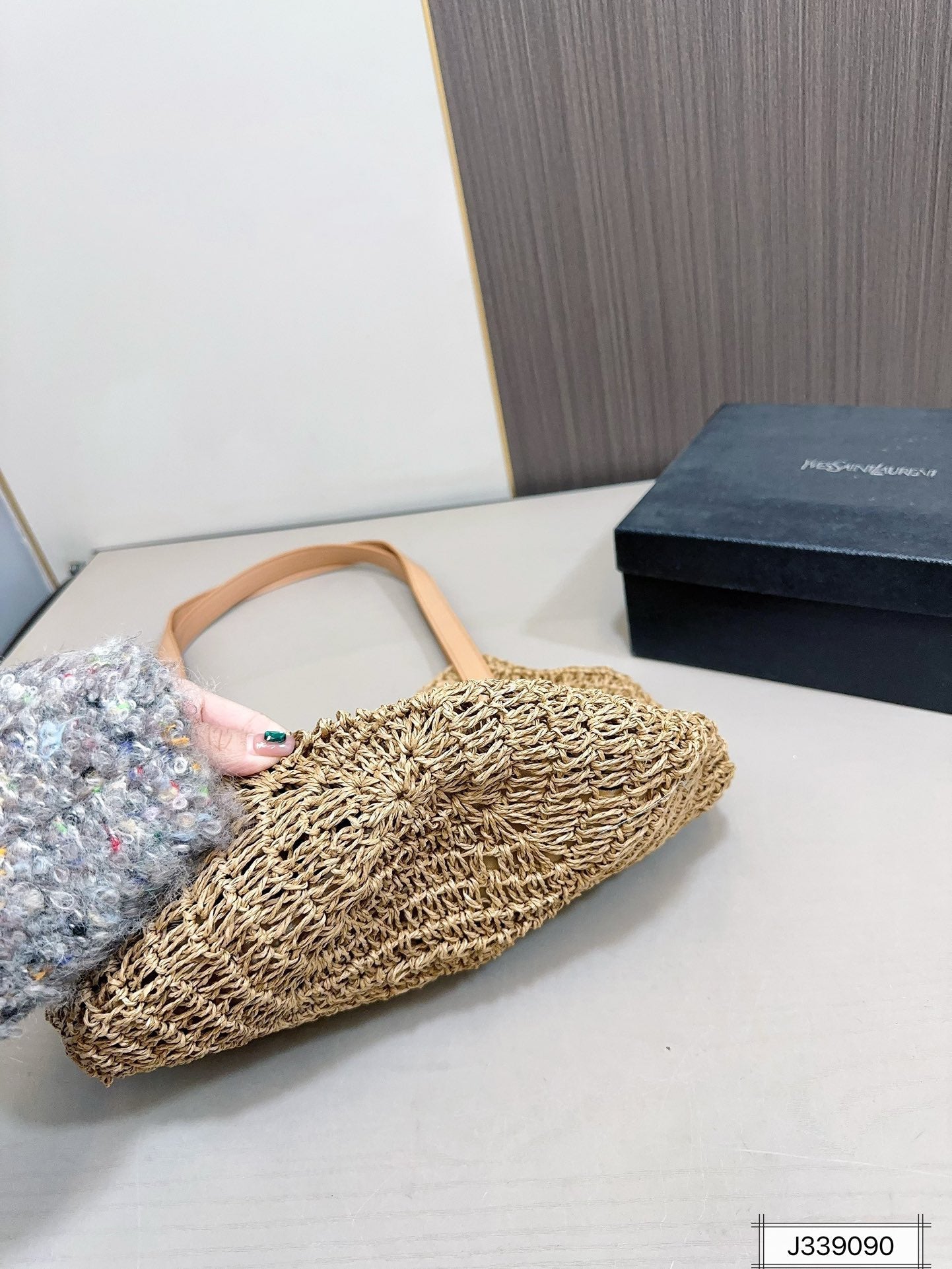 luxury SAINT LAURENT Vacation Casual Raffia Woven Tote Bag 35x32cm
