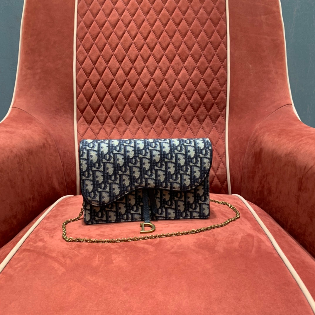 luxury Saddle Pouch Blue luxury Oblique Jacquard - 22 x 14.5 x 4.5 cm