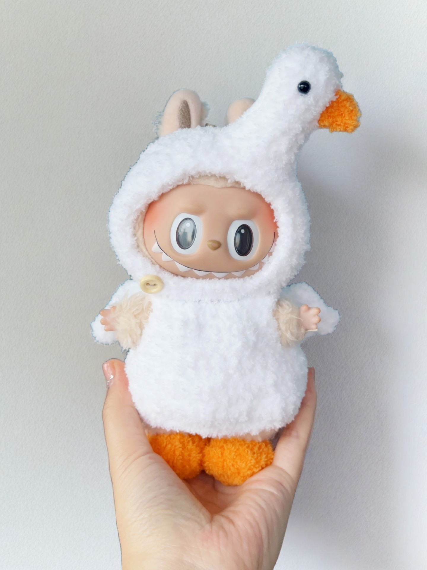 Labubu Duckling Hoodie Outfit Set - Bílý kostým s kapucí (17 cm)