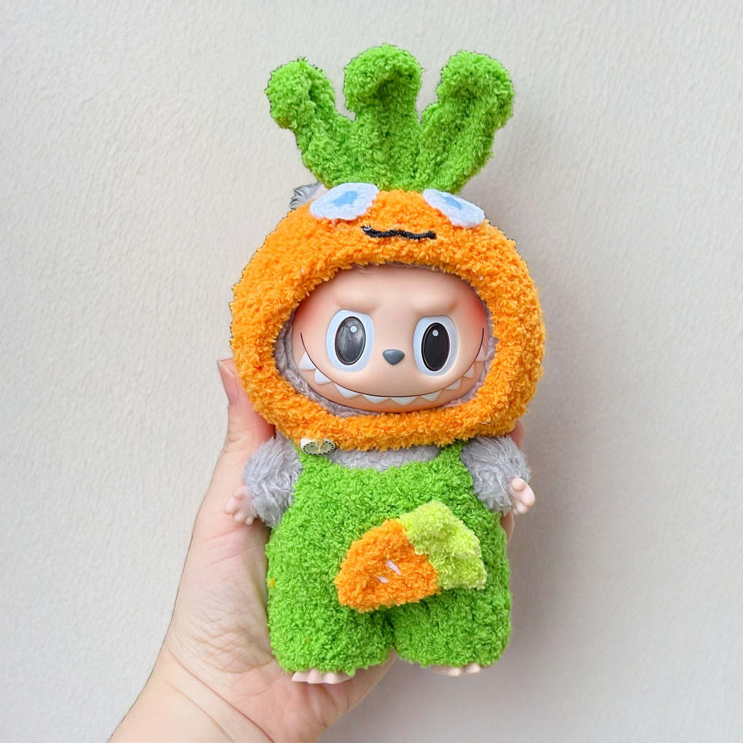 Labubu Carrot Bunny Costume Set - Legende og yndig (17 cm)