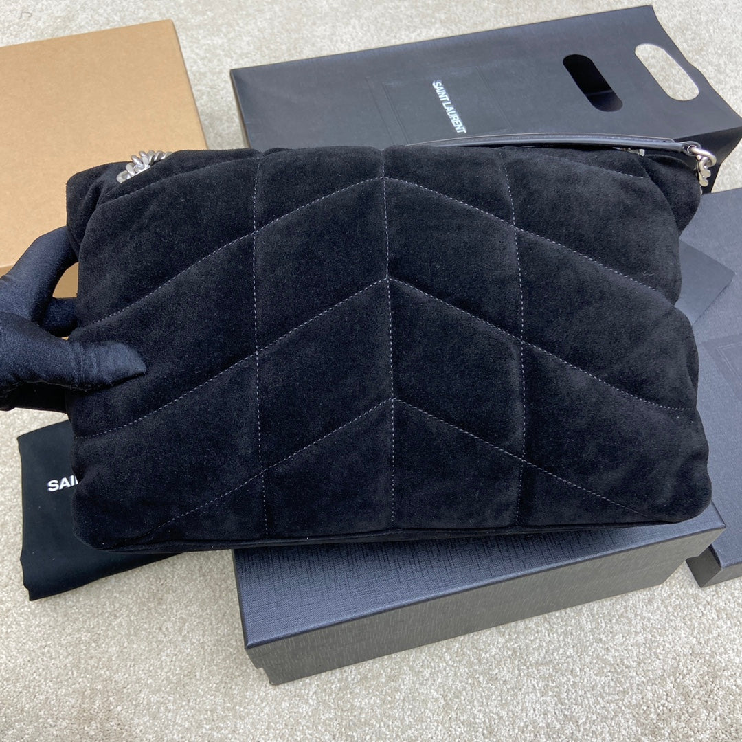 luxury Puffer Suede Black - 29x17x11cm