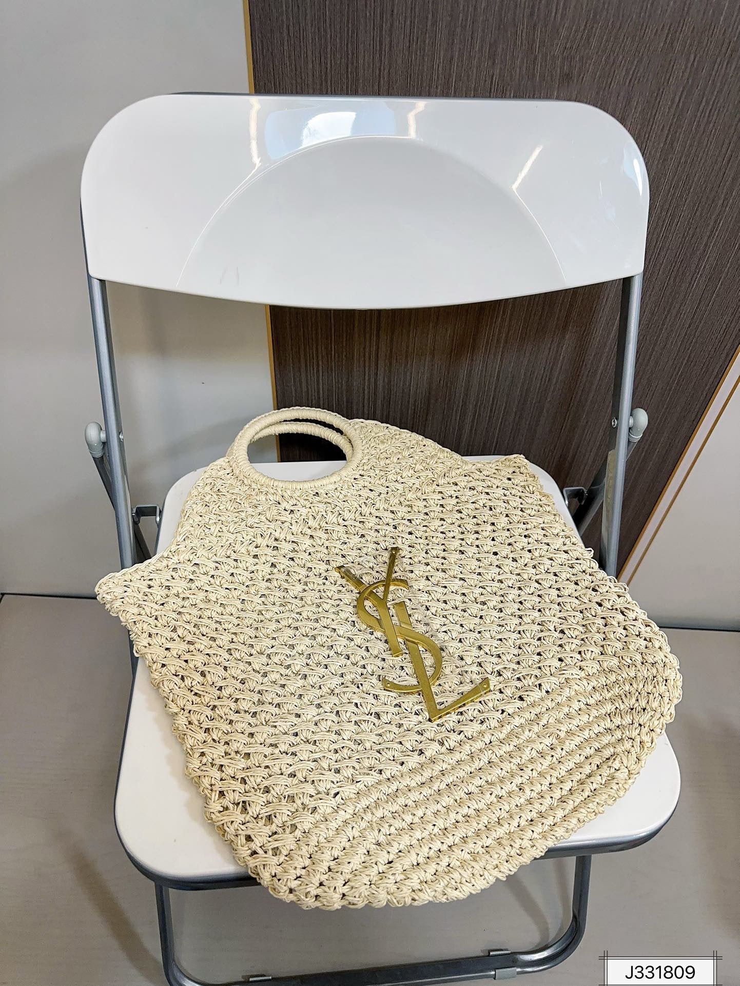 luxury SAINT LAURENT Summer Raffia Tote Bag 41x37cm