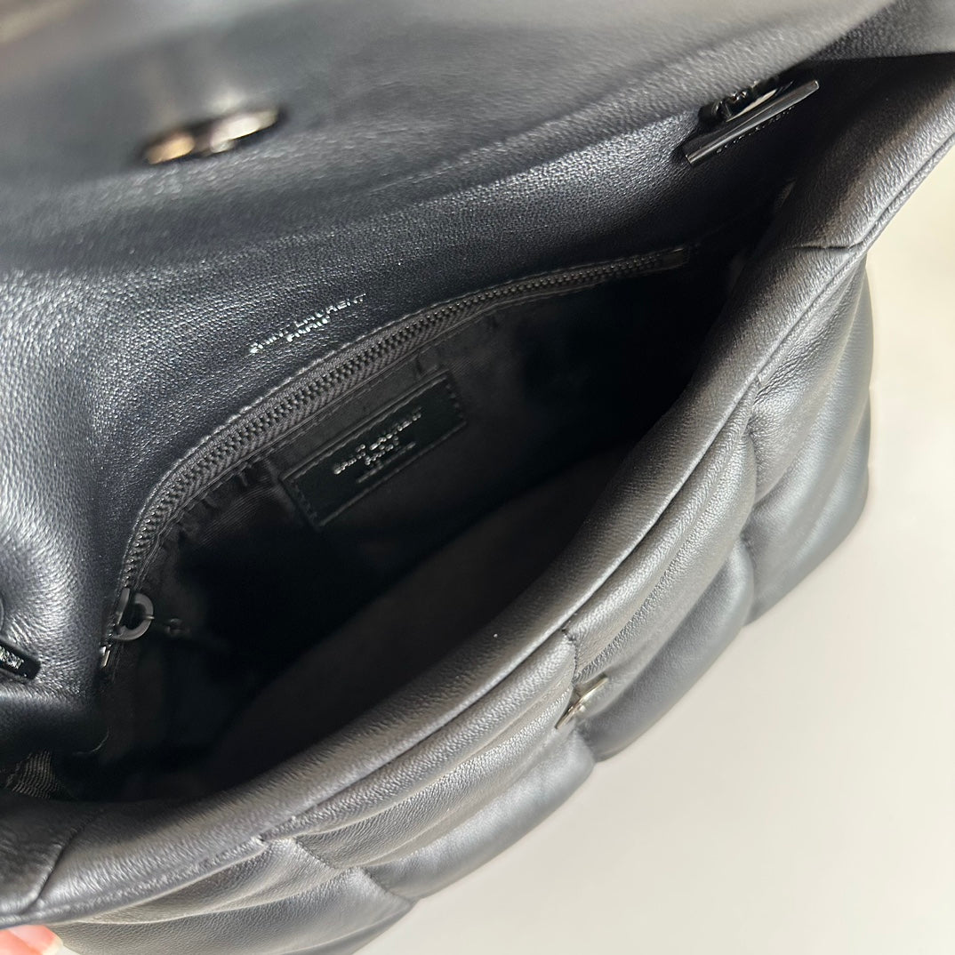 luxury Loulou Puffer Toy Bag In Quilted Lambskin Black Size 23x15.5x8.5