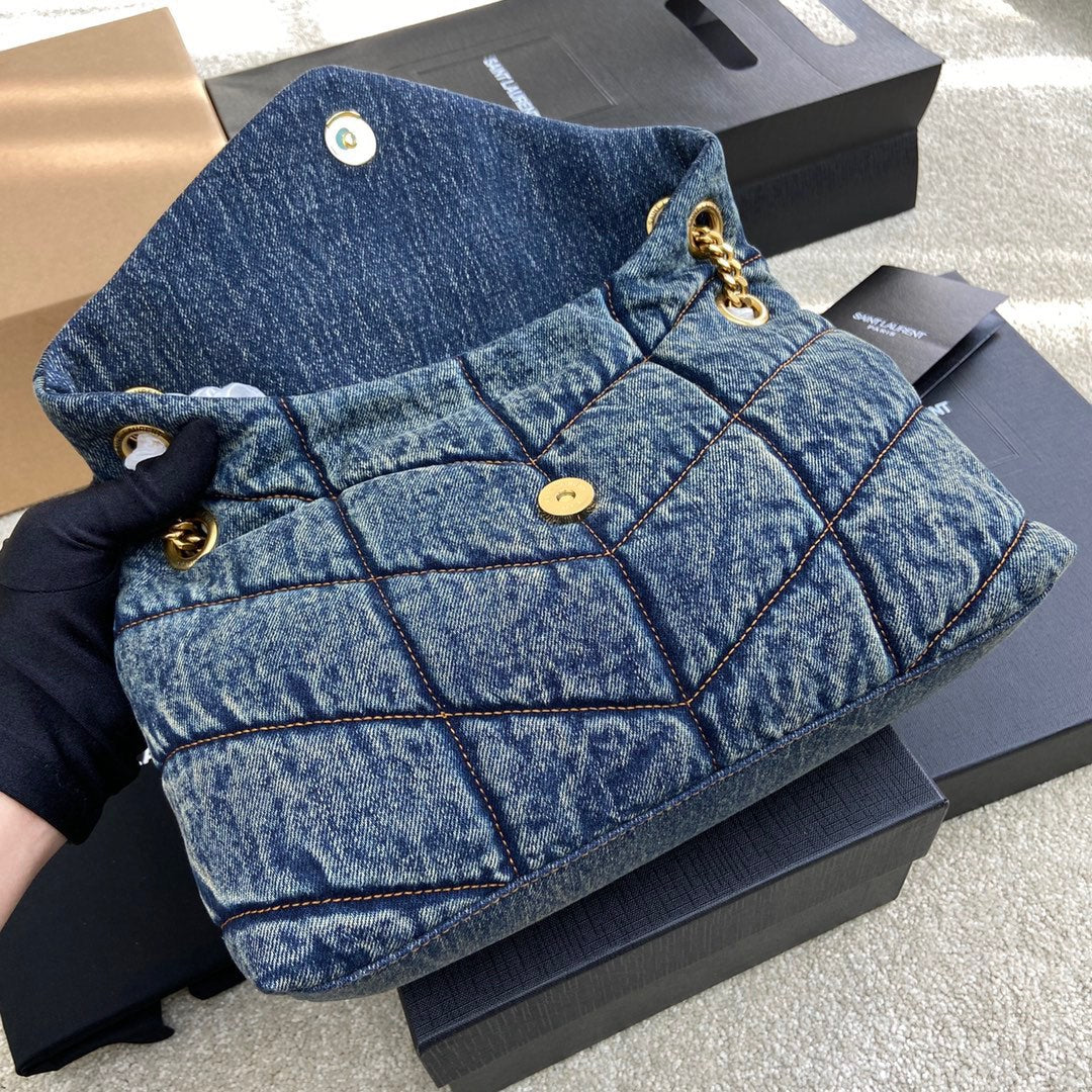 luxury Puffer Denim Bag - 29¡Á17¡Á11cm