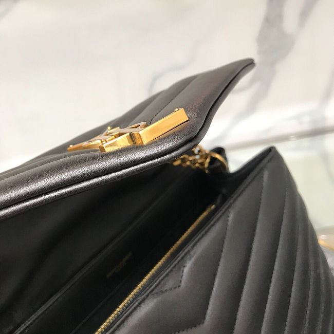 luxury Medium 32 Loulou Bag Black in Gold 32x22x11cm
