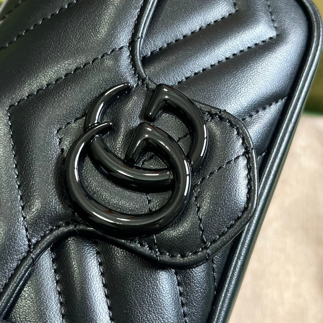 luxury GG Marmont Belt Bag In Black 476433 Size 16.5x10x4.4 cm