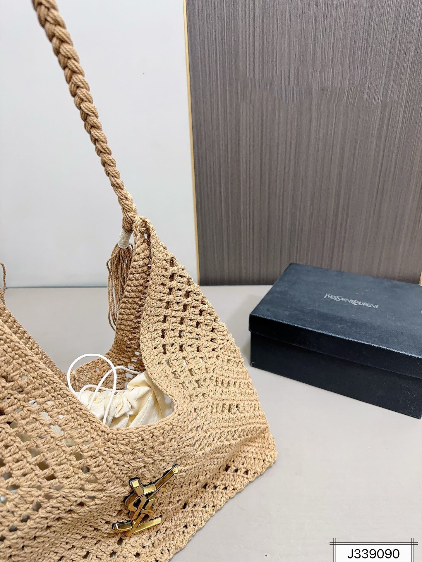 SAINT LAURENT luxury Raffia Tote Bag Beach Casual 37x22cm