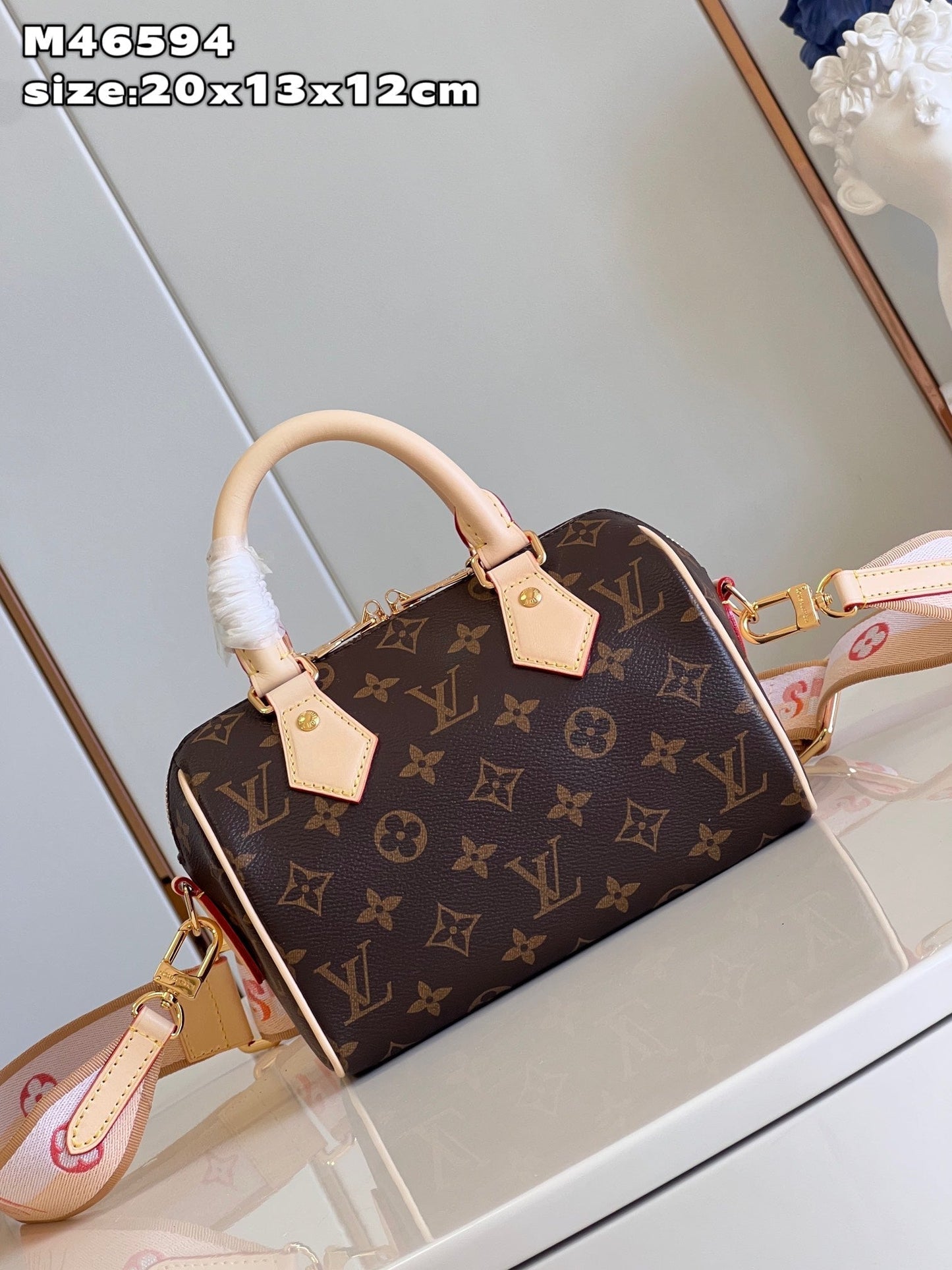 Luxury Speedy Bandouli¨¨re 20 Monogram Pink Strap - 20.5 x 13.5 x 12.0 cm