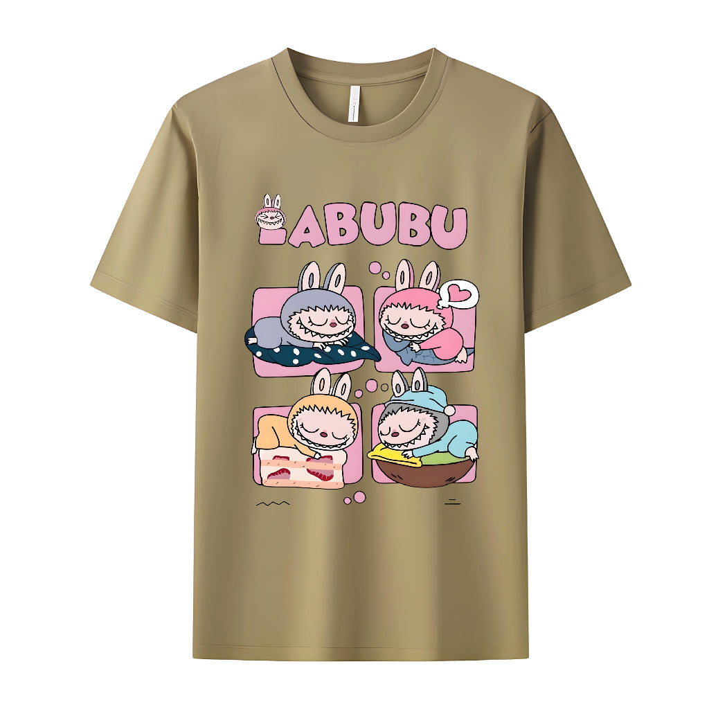 Labubu dormido Labubu Monsters Camiseta de cuello de la tripulación para Labubu Lover