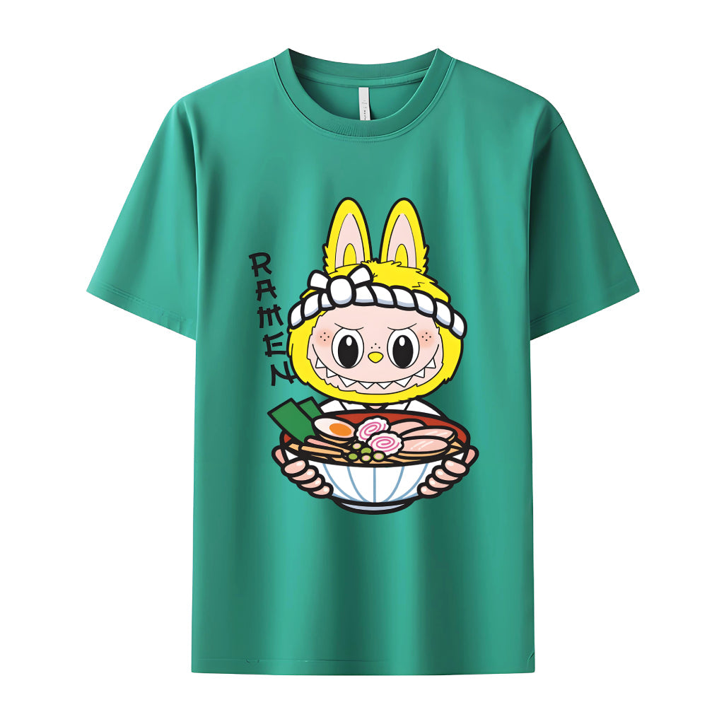 Ramen Chef Labubu Monsters Crew Neck T-shirt til Labubu elsker gaver til hende