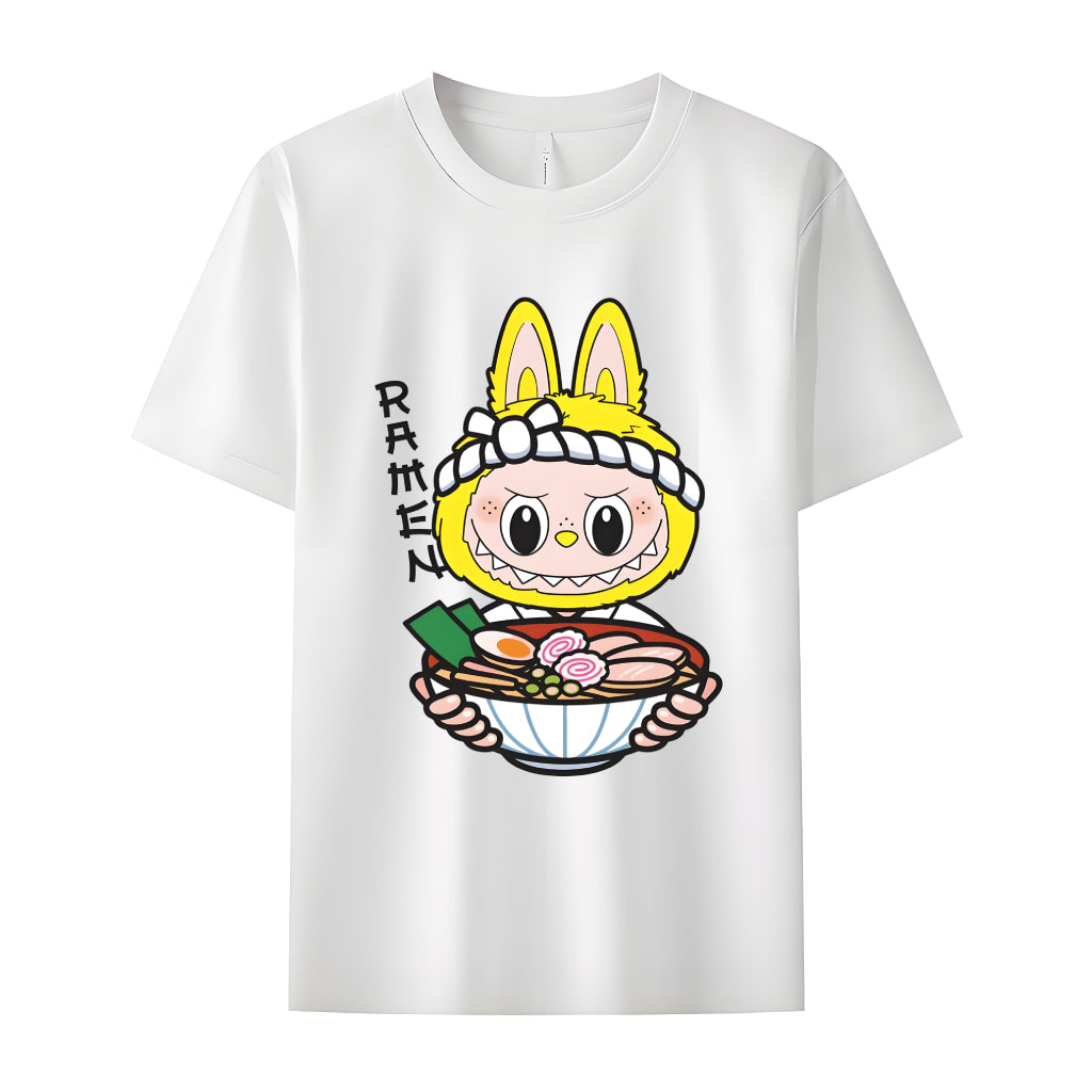Ramen Chef Labubu Monsters Crew Neck T-shirt til Labubu elsker gaver til hende