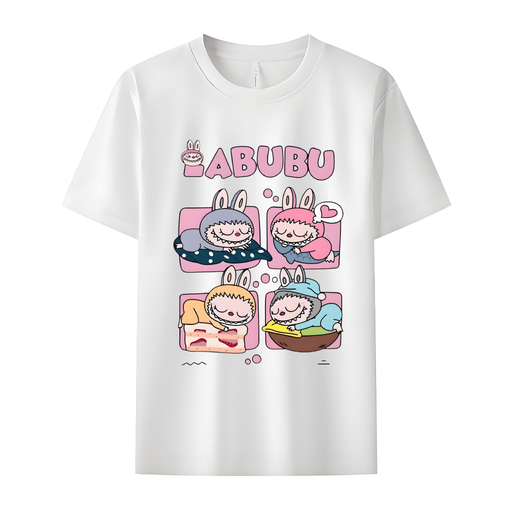 Labubu dormido Labubu Monsters Camiseta de cuello de la tripulación para Labubu Lover