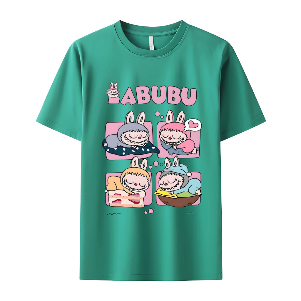 Labubu dormido Labubu Monsters Camiseta de cuello de la tripulación para Labubu Lover