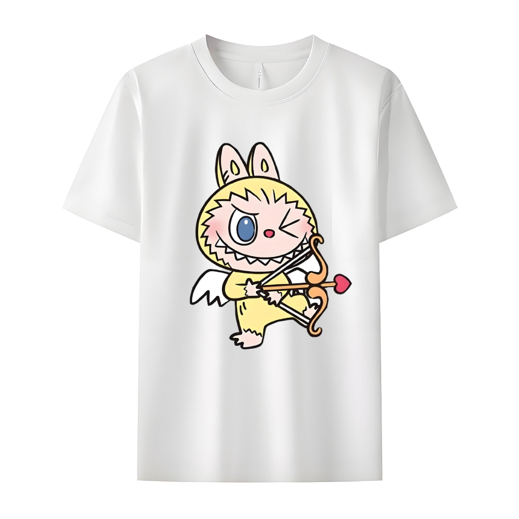 ラブブは、彼女のためのラブブの恋人のギフトのためのモンスタークルーネックTシャツのキューピッド