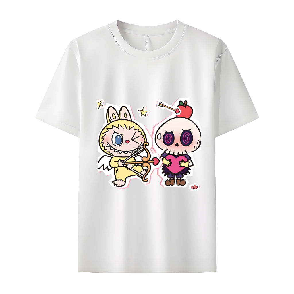 Liebe Labubu das Monster Crew Neck T-Shirt für Labubu-Liebhabergeschenke für sie