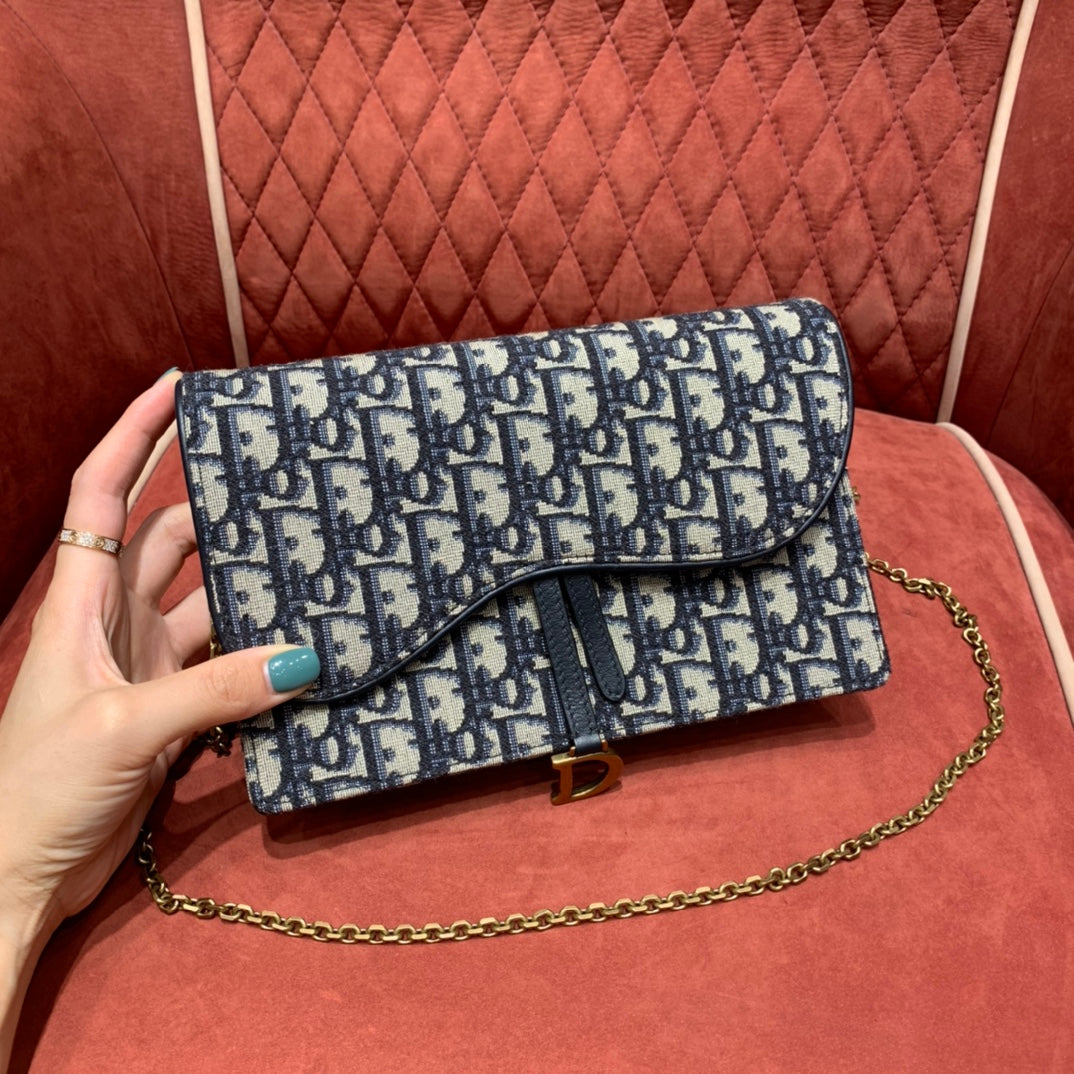 luxury Saddle Pouch Blue luxury Oblique Jacquard - 22 x 14.5 x 4.5 cm