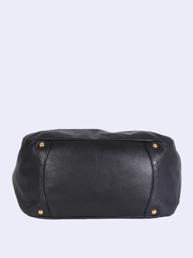 luxury Vitello Soft Chain Handle Shoulder Bag Nero 48 x 33 x 20cm