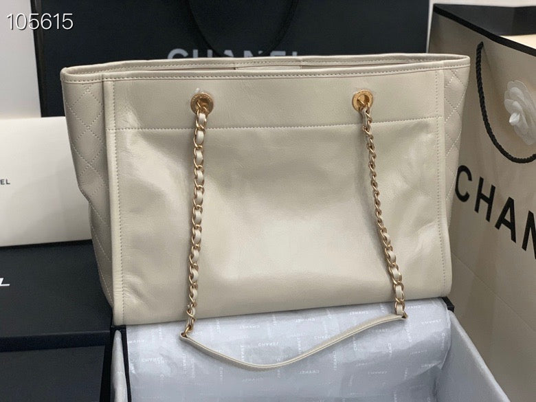 luxury Shopping 40 White Leather 40x31x21cm