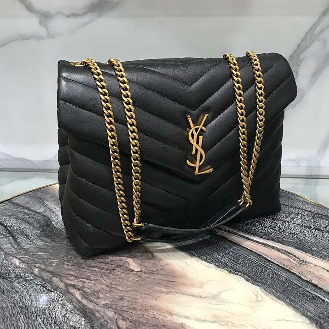 luxury Medium 32 Loulou Bag Black in Gold 32x22x11cm