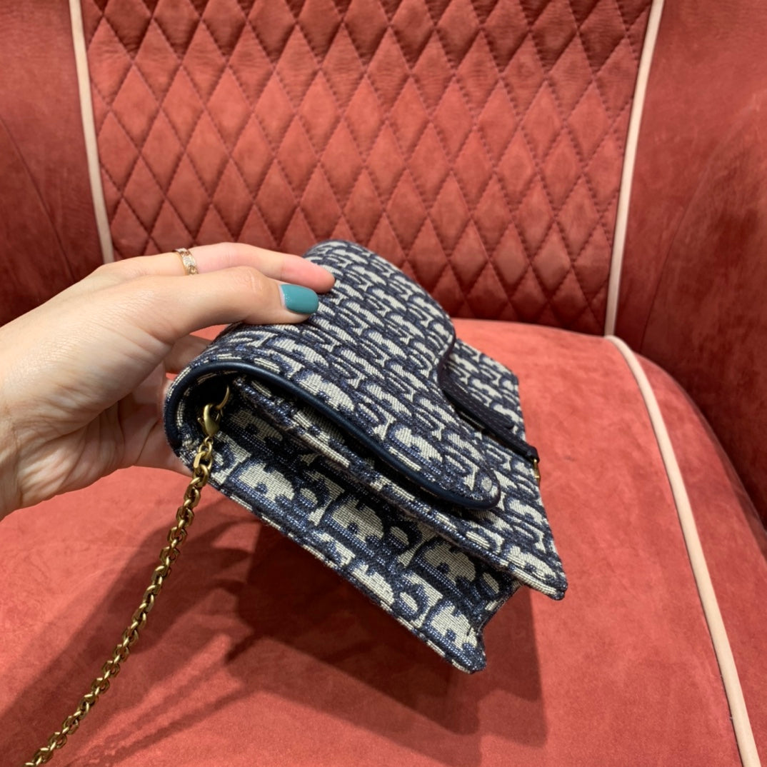 luxury Saddle Pouch Blue luxury Oblique Jacquard - 22 x 14.5 x 4.5 cm