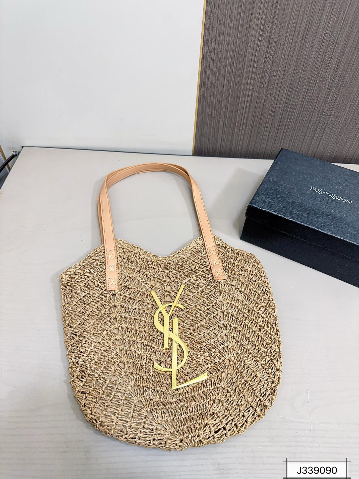 luxury SAINT LAURENT Vacation Casual Raffia Woven Tote Bag 35x32cm