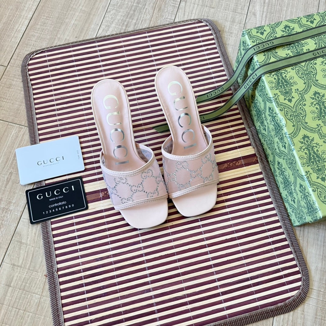 Rhinestone Mesh høyhælte sandaler