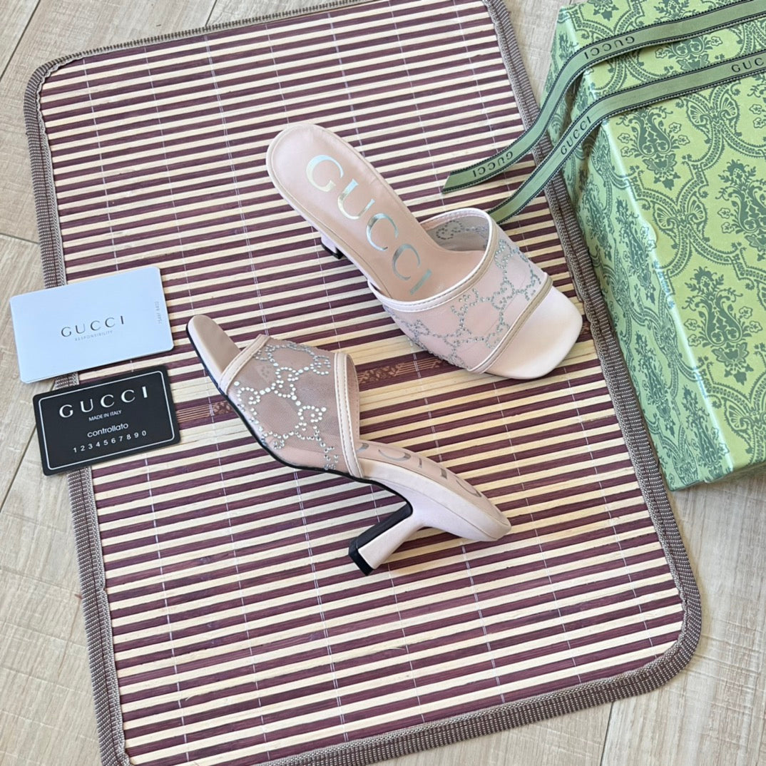 Rhinestone Mesh høyhælte sandaler