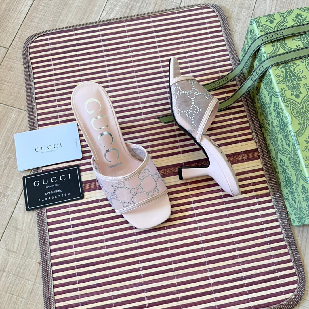 Rhinestone Mesh høyhælte sandaler
