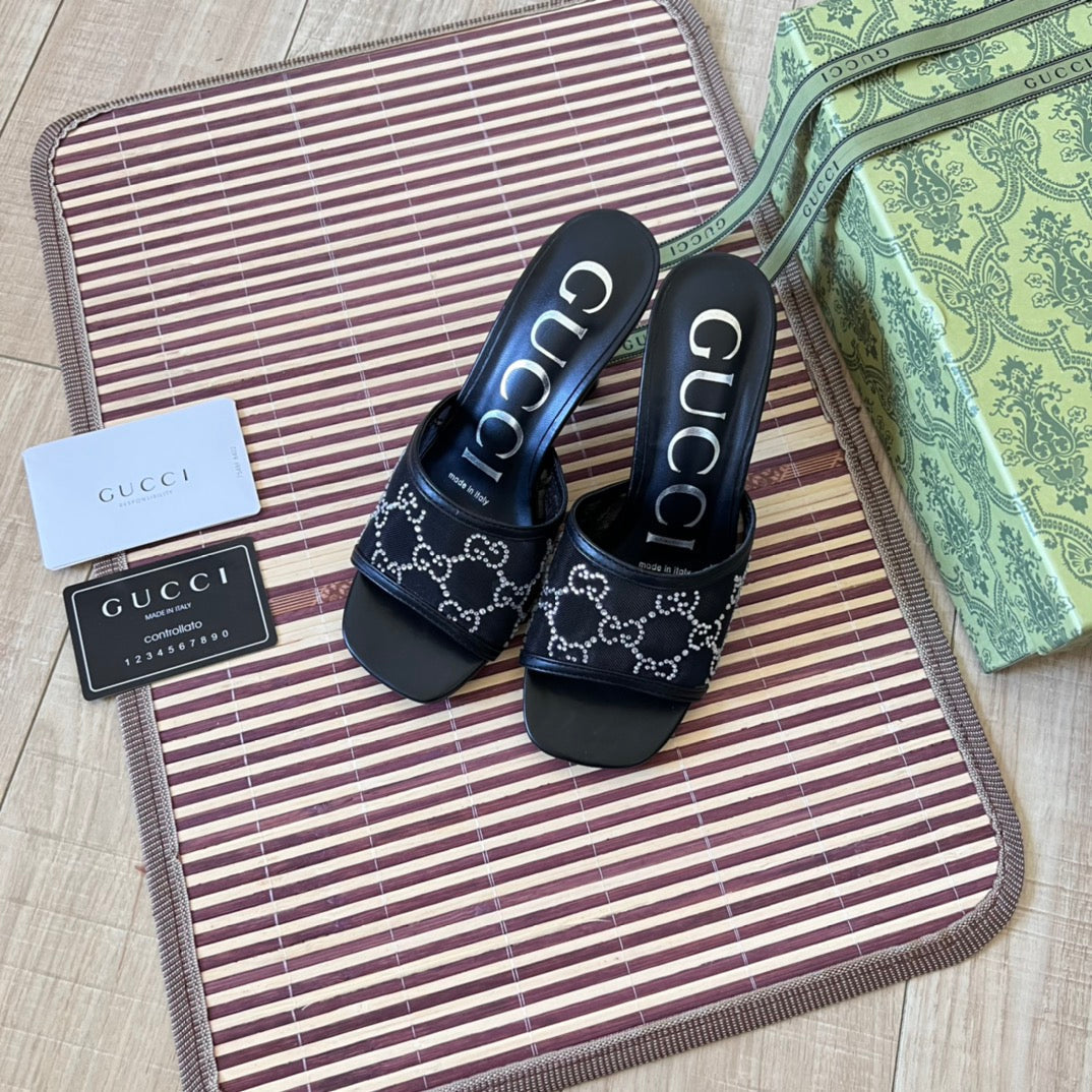 Rhinestone Mesh høyhælte sandaler