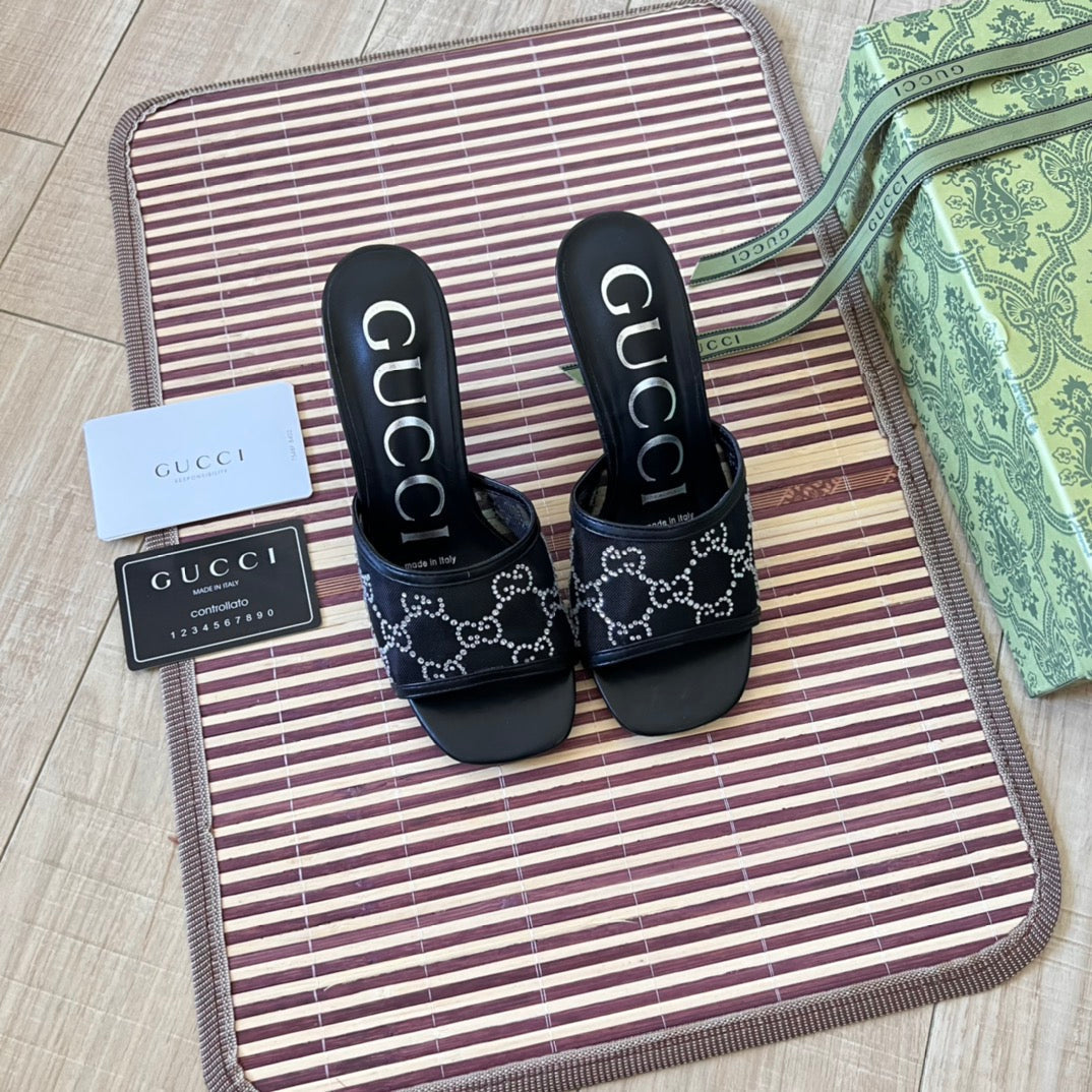 Rhinestone Mesh høyhælte sandaler