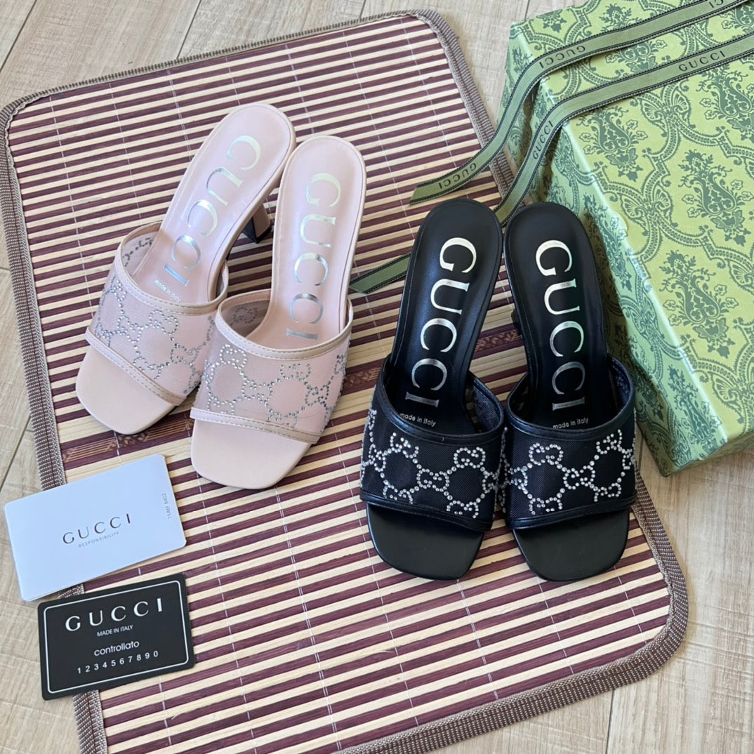 Rhinestone Mesh høyhælte sandaler