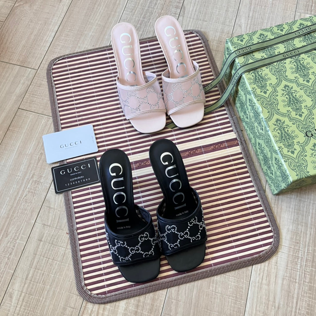 Rhinestone Mesh høyhælte sandaler