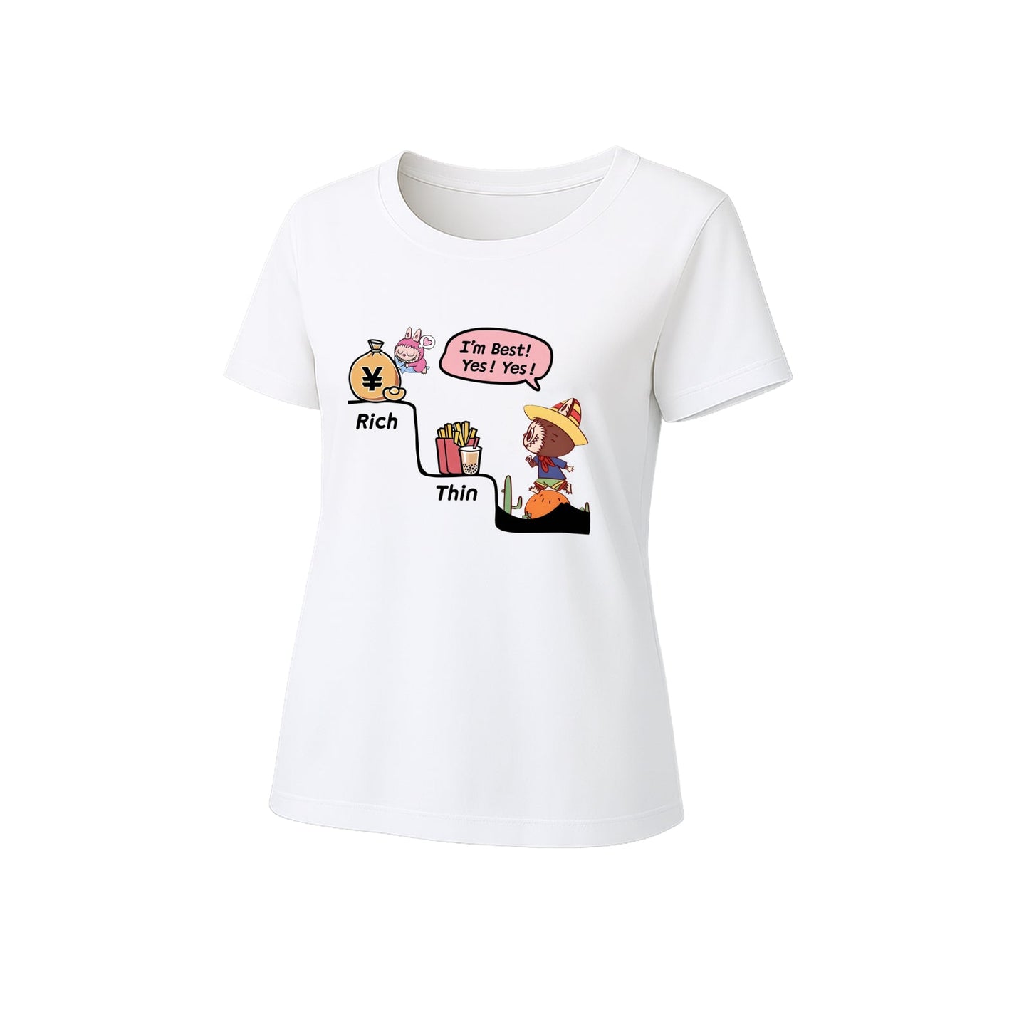 Bohaté a tenké grafické tričko LaBubu Loose Fit Summer Casual Tee
