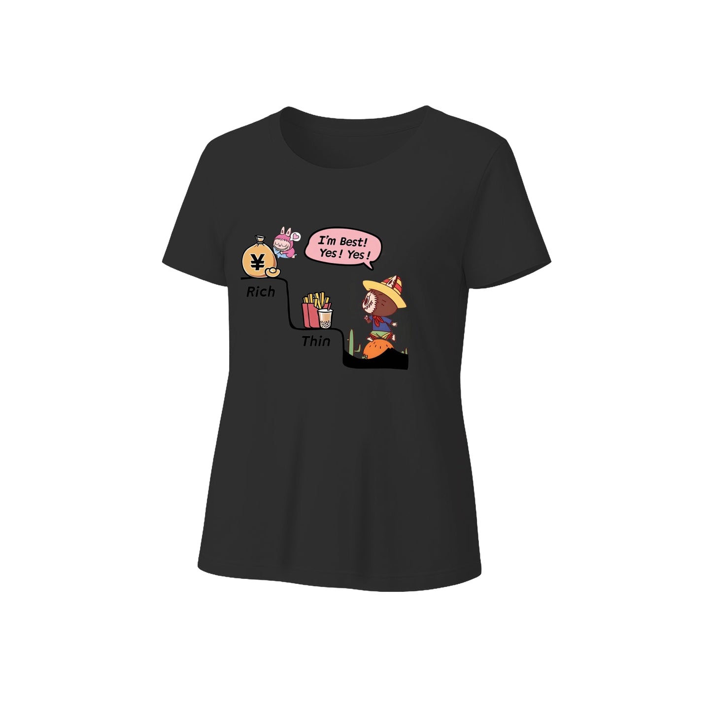 Bohaté a tenké grafické tričko LaBubu Loose Fit Summer Casual Tee