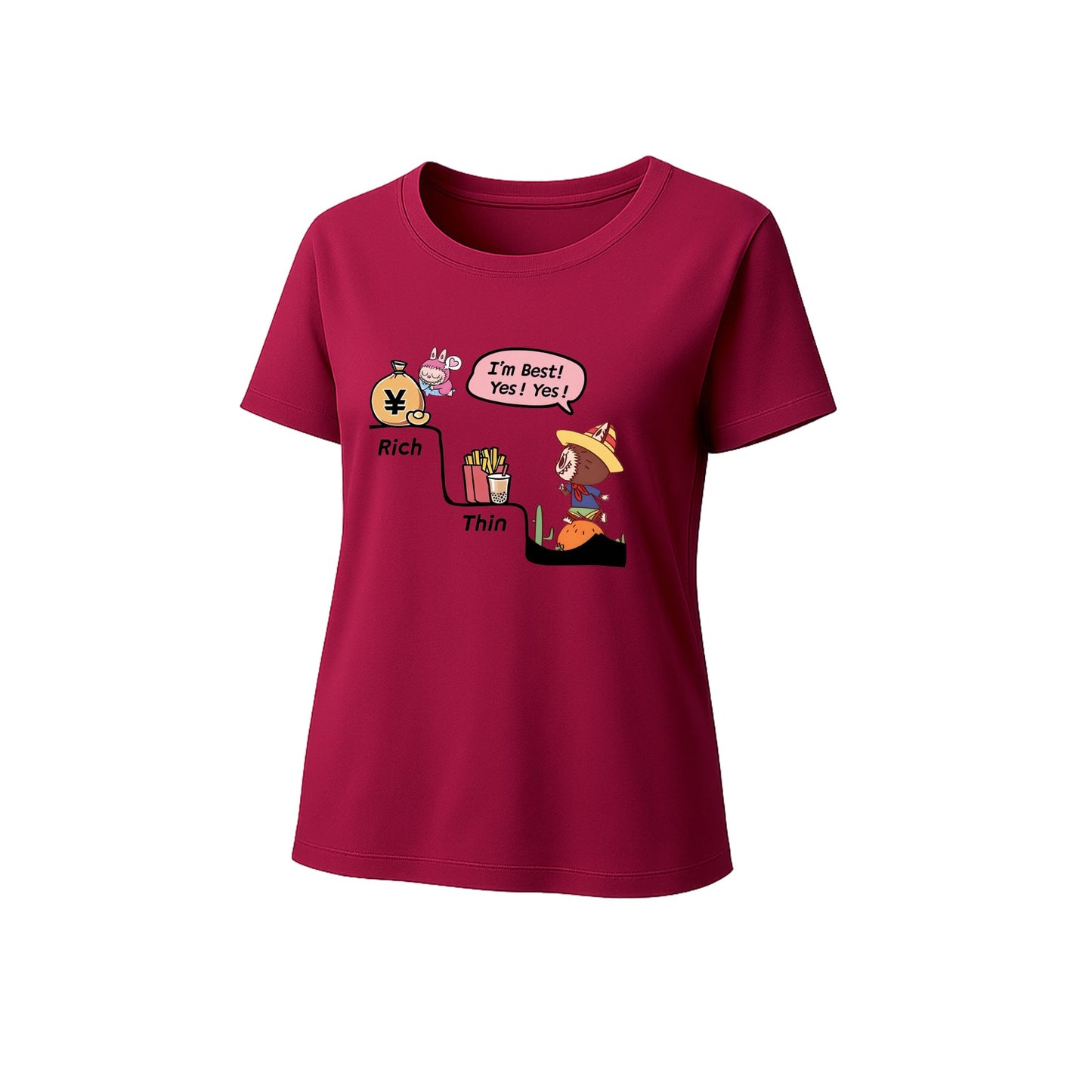 Bohaté a tenké grafické tričko LaBubu Loose Fit Summer Casual Tee