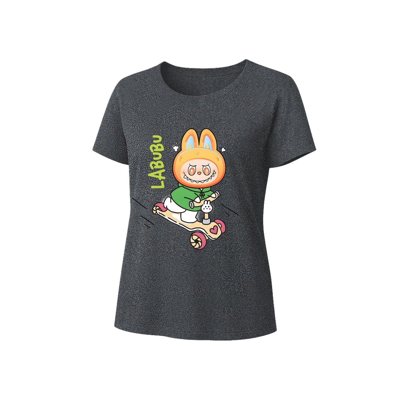 Glad labubu grafisk t-shirt løs pasform sommer afslappet tee