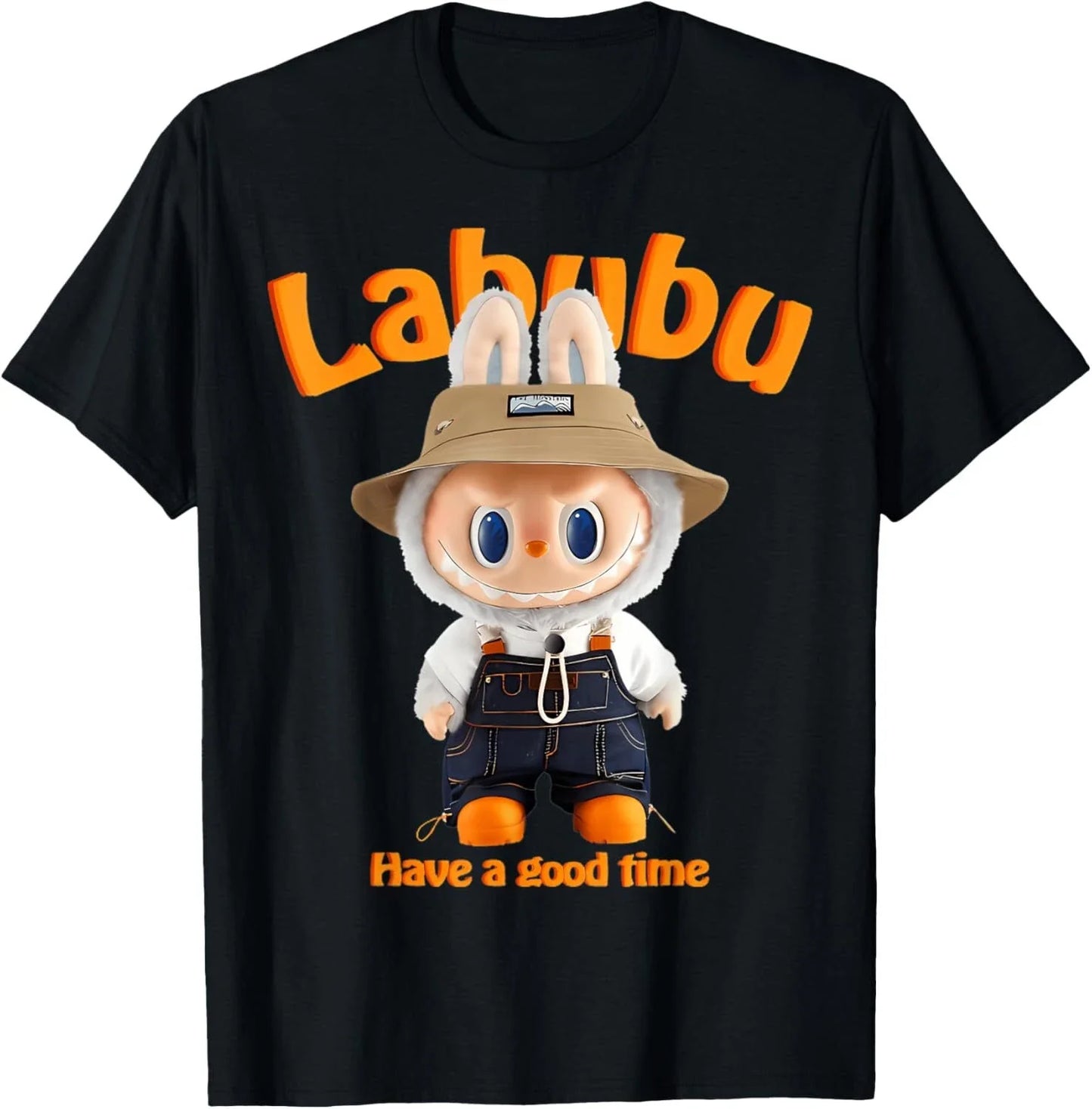 Sjove labubu Monsters besætning hals kortærmet t-shirt til labubu elsker sort