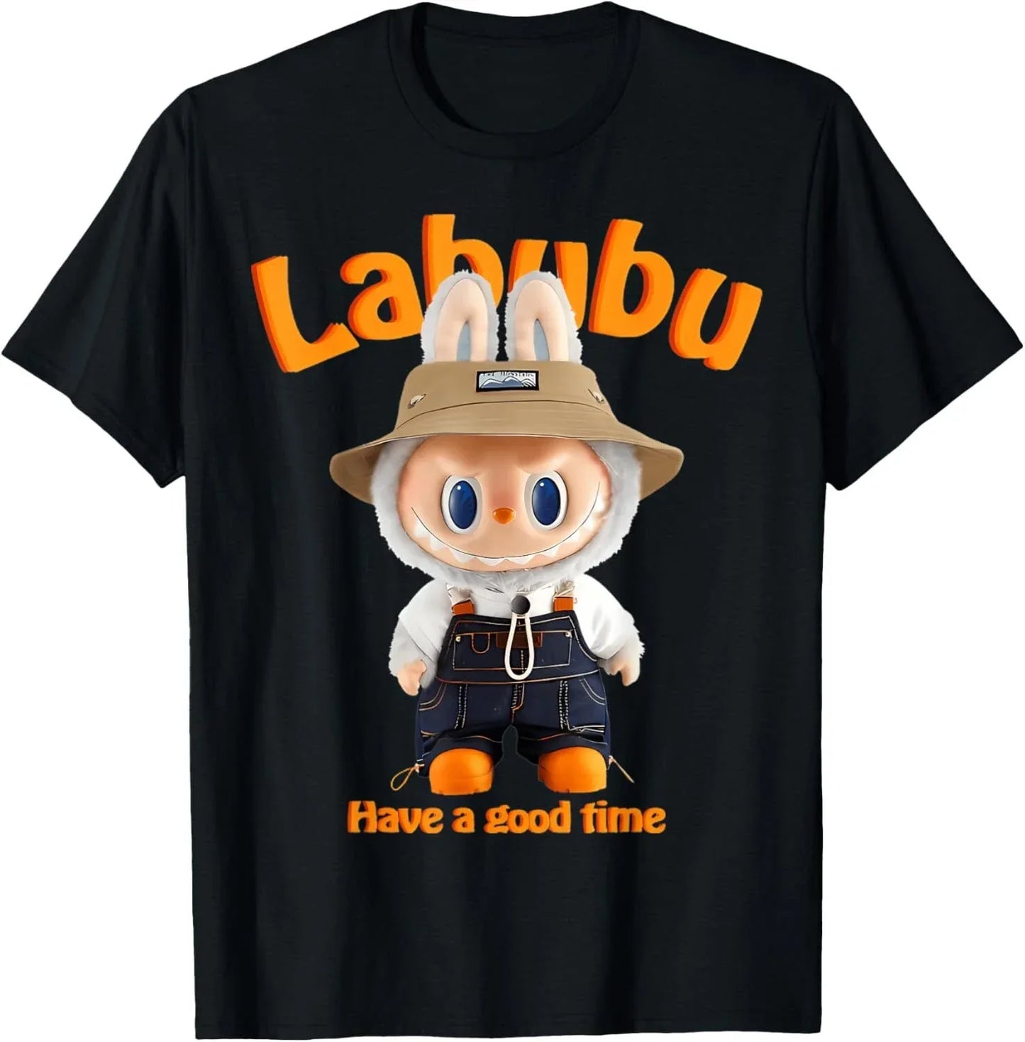 Funny Labubu The Monsters Crew Neck Short Sleeve T-Shirt For Labubu Lover Black