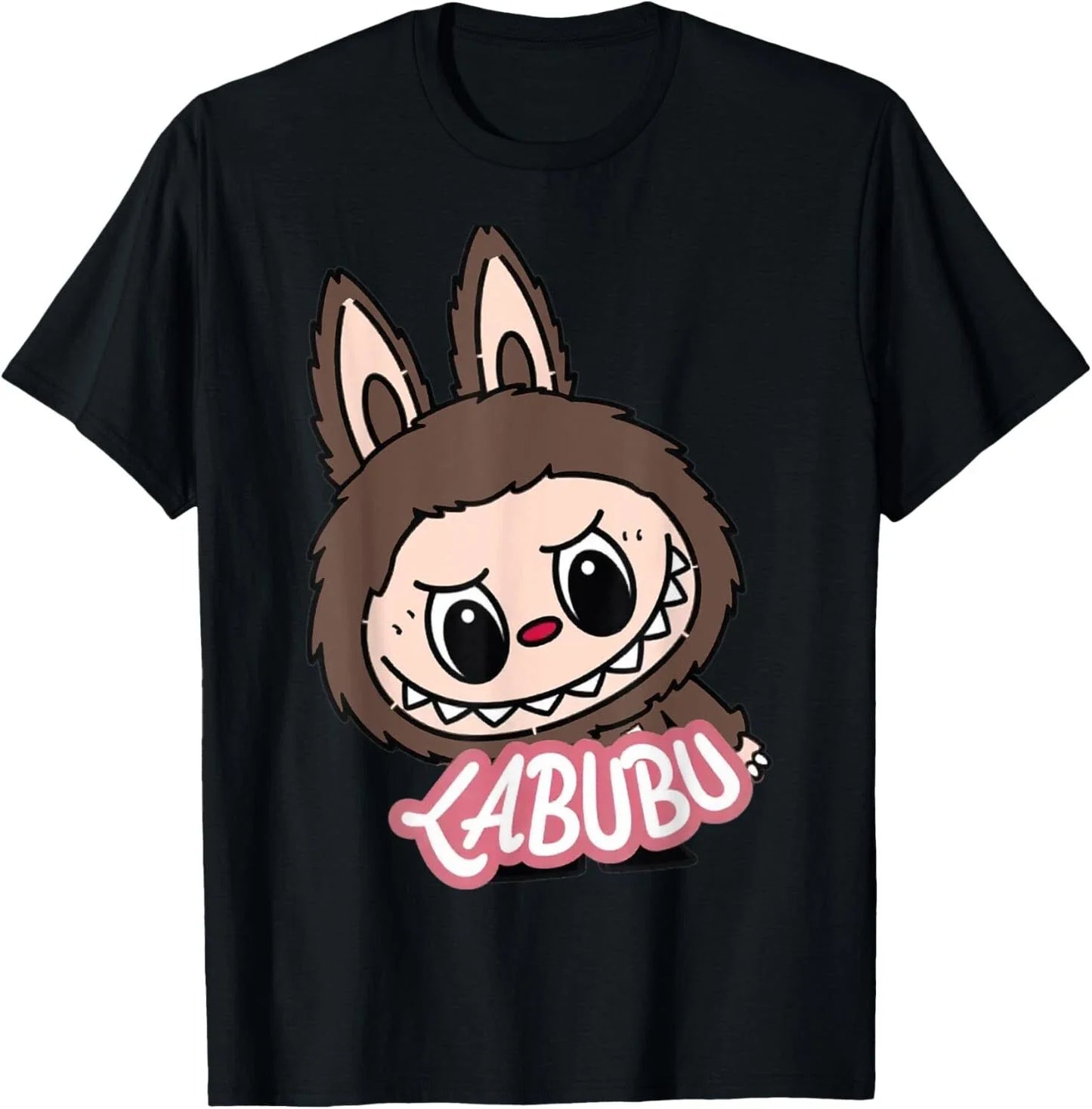 Sjove labubu Monsters besætning hals kortærmet t-shirt til labubu elsker sort