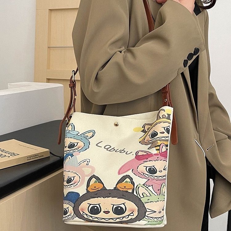 Labubu Cartoon - Printed Bucket Bag A Must - Have for Cute Outings