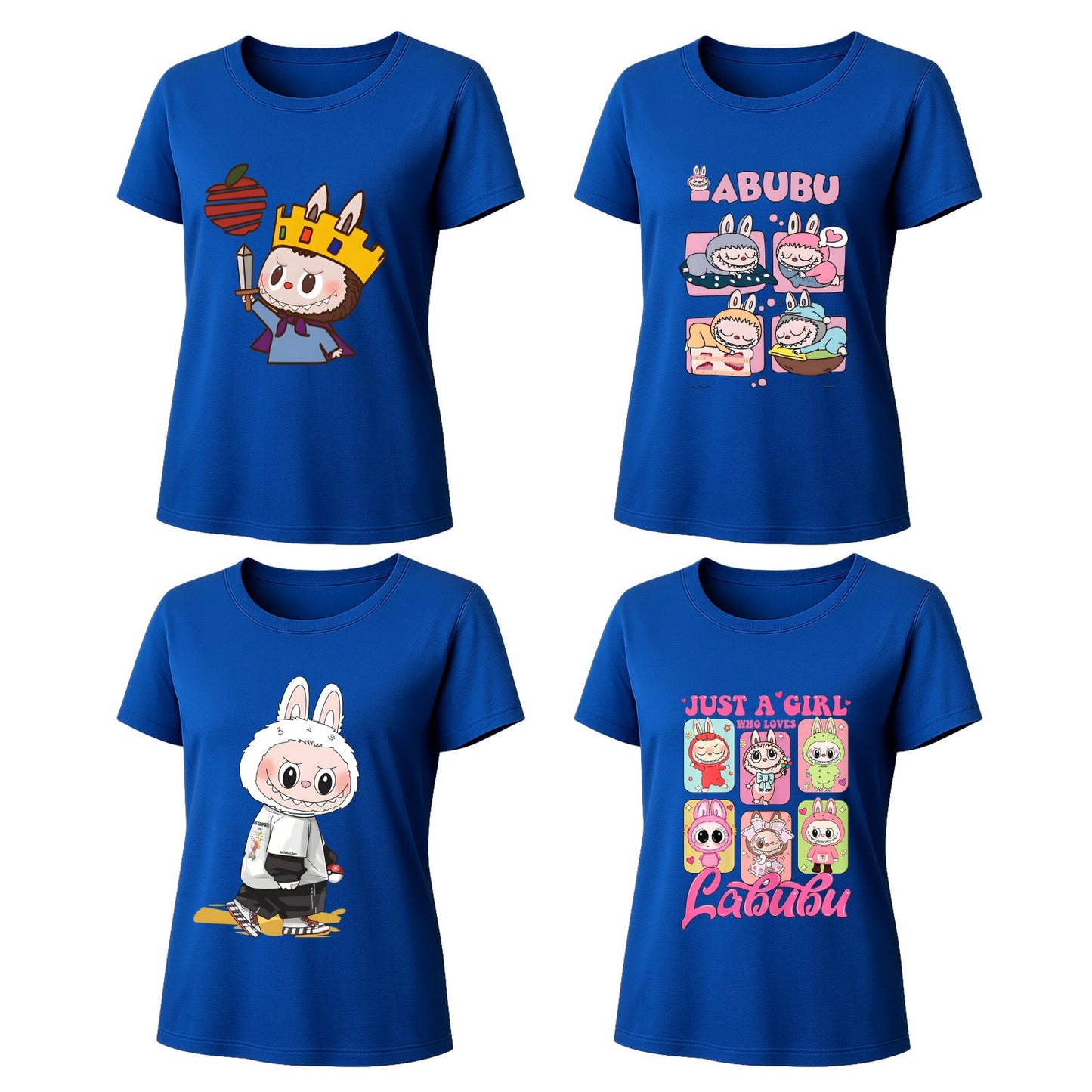 4 Pack Labubu Graphic T-Shirts Loose Fit Short Sleeve Tees For Labubu Lover